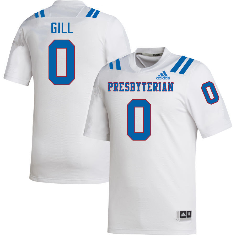 Men-Youth #0 Cincere Gill Presbyterian Blue Hose 2023 College Football Jerseys Stitched Sale-White